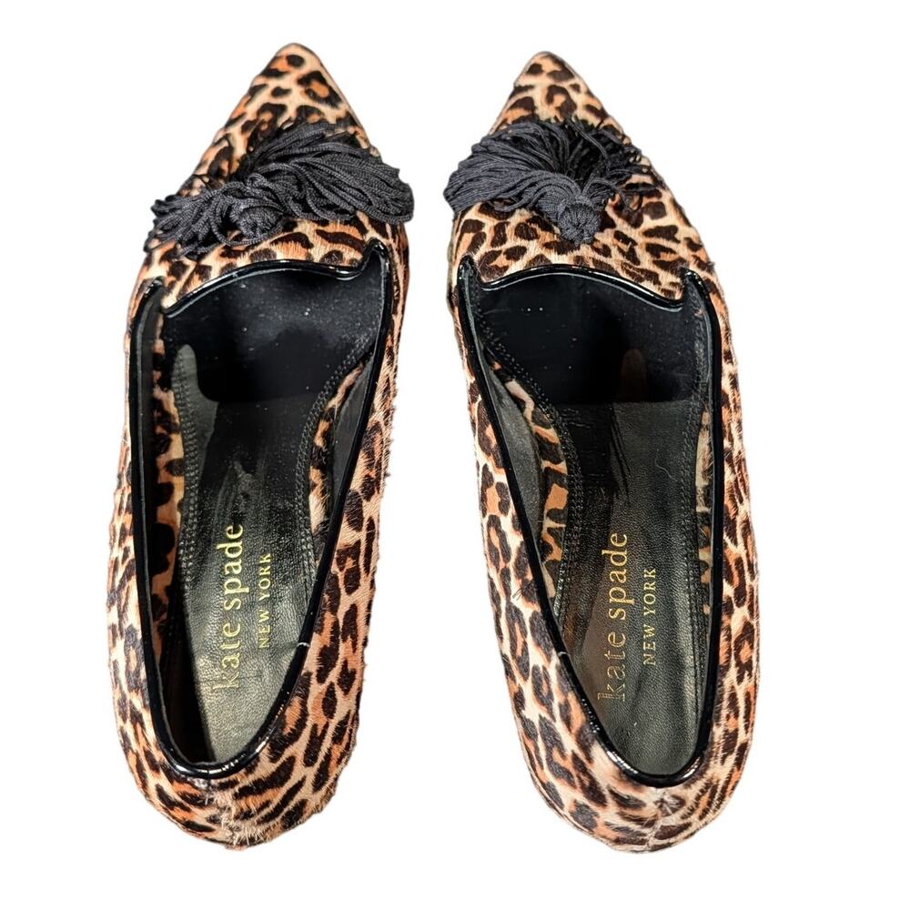 Kate Spade New York Leopard Calf Hair Tassel Smoking Loafers Flats Size 8B